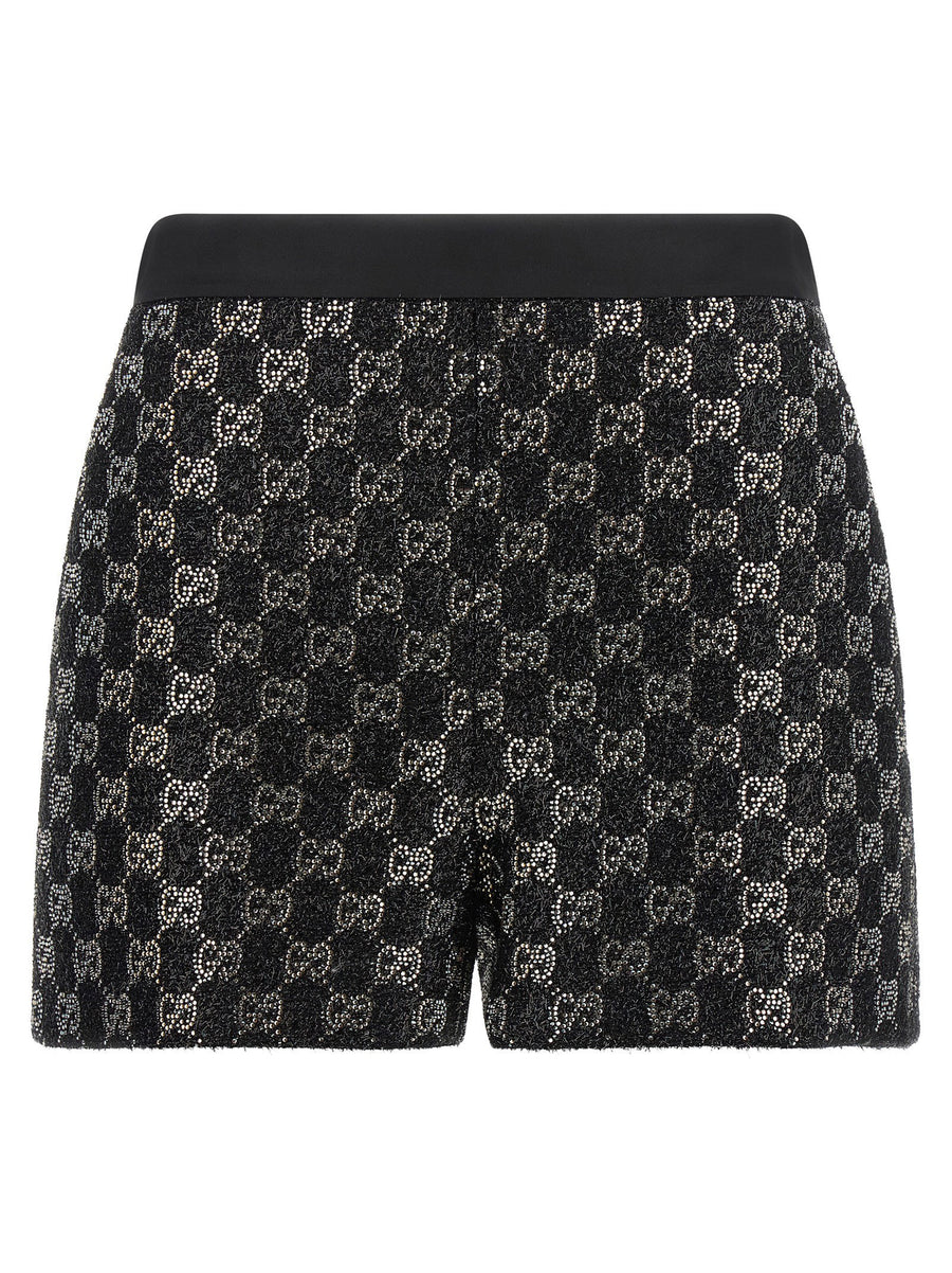 Gucci GG Lamé Tweed with Crystal Embroidery Shorts — Black