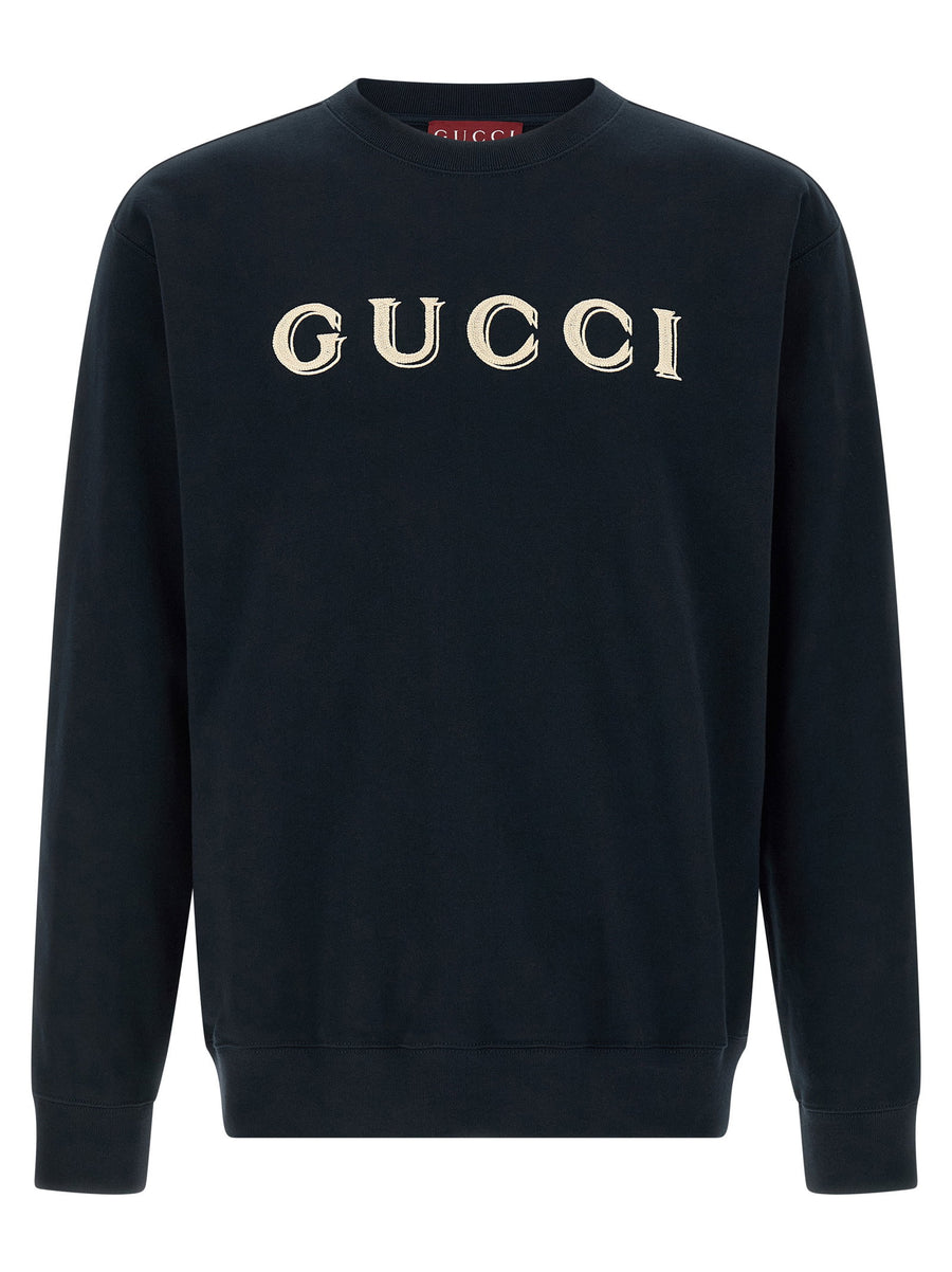 Gucci Logo-Embroidered Sweatshirt — black