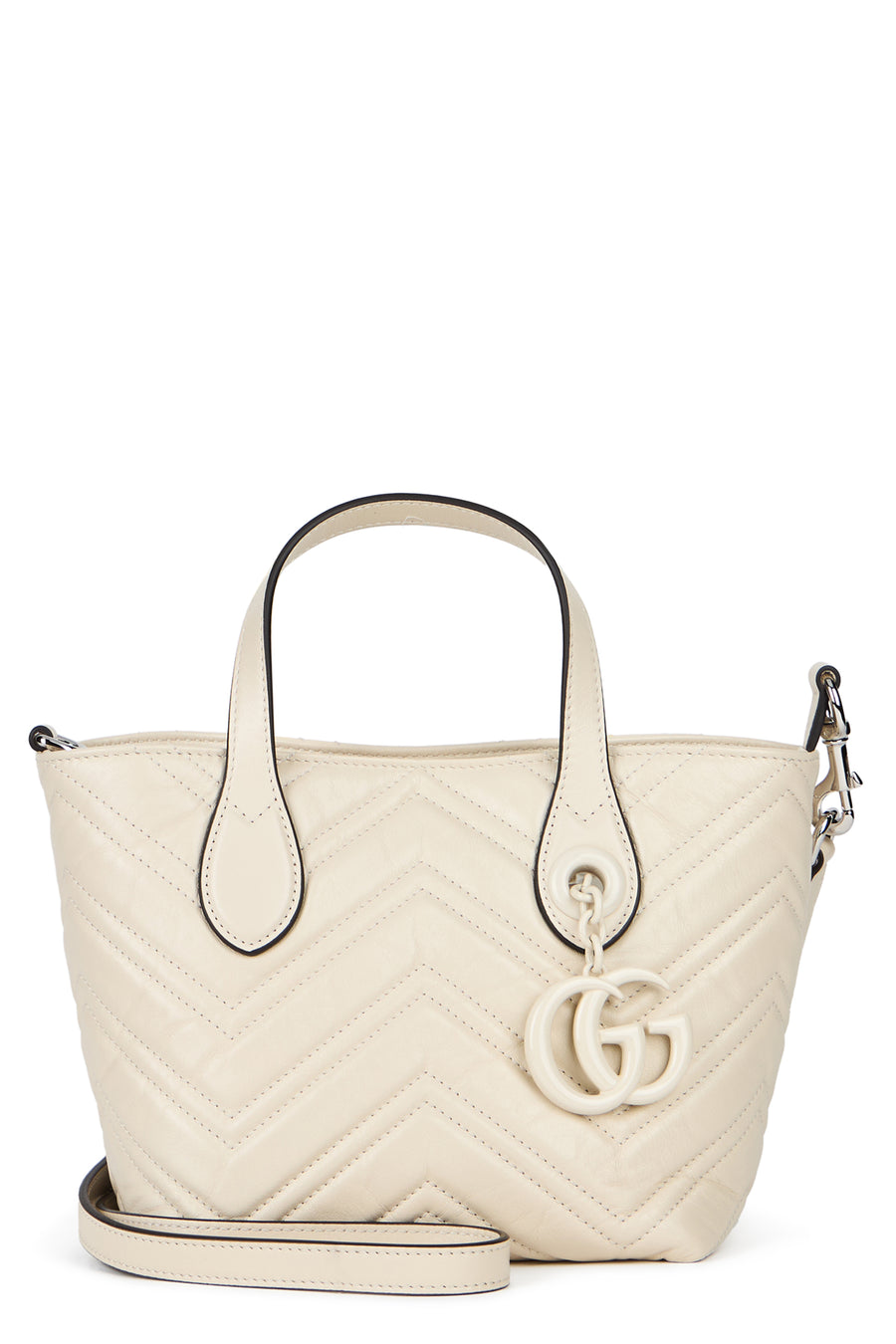 Handbag Gg Marmont Mini Chevron Cream Calf Skin Handbags