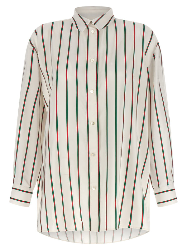 Gucci Striped Jacquard Silk Shirt — Cream