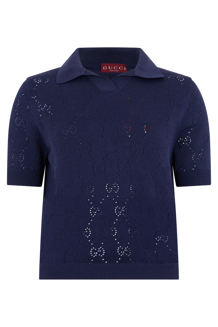 Polo Sweater Blue Cotton Tops