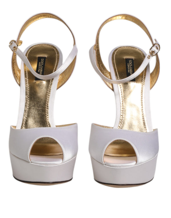 Dolce & Gabbana 68% Viscose 32% Silk platform heel in white