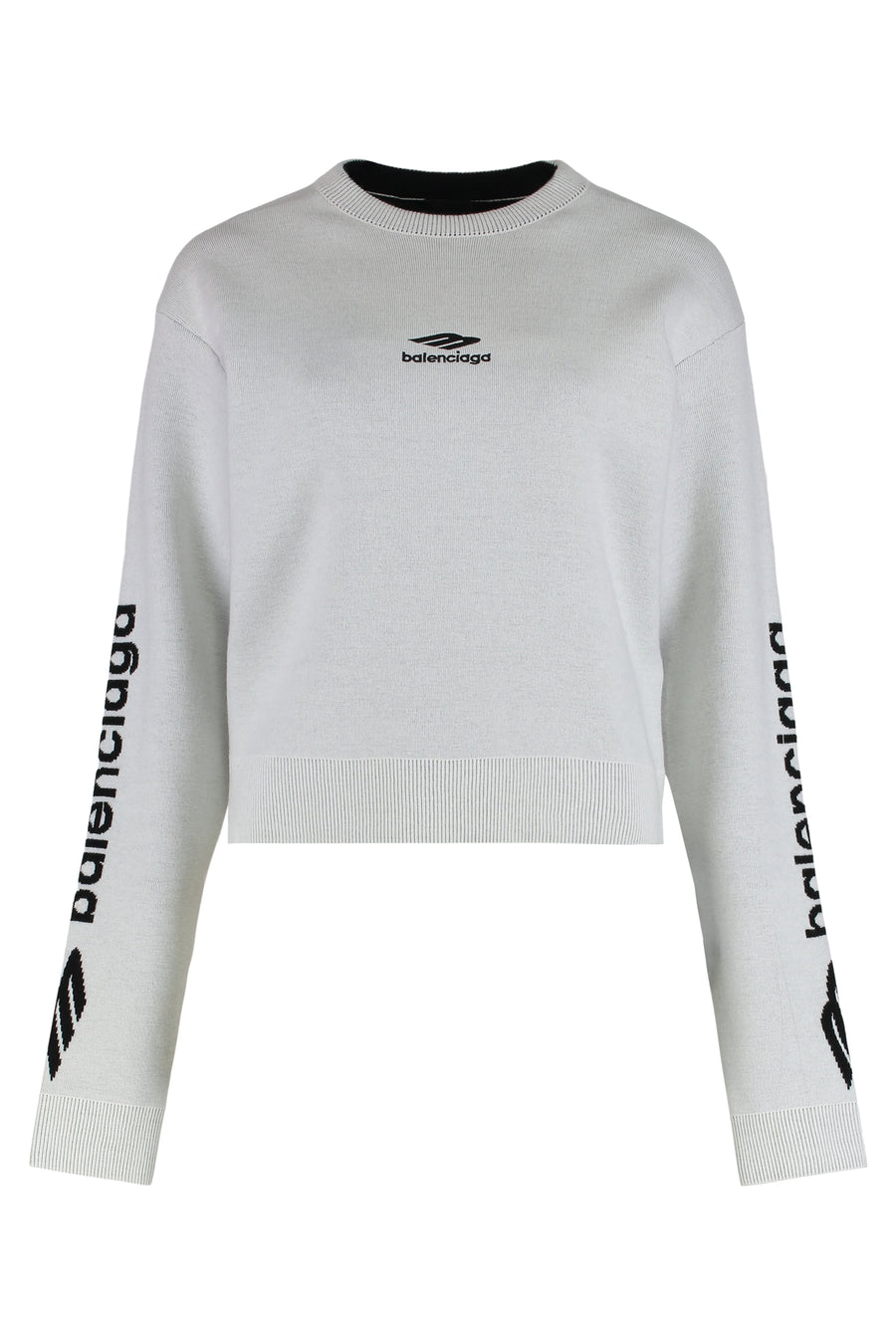 Crew Neck Wool Double Face Sweater White