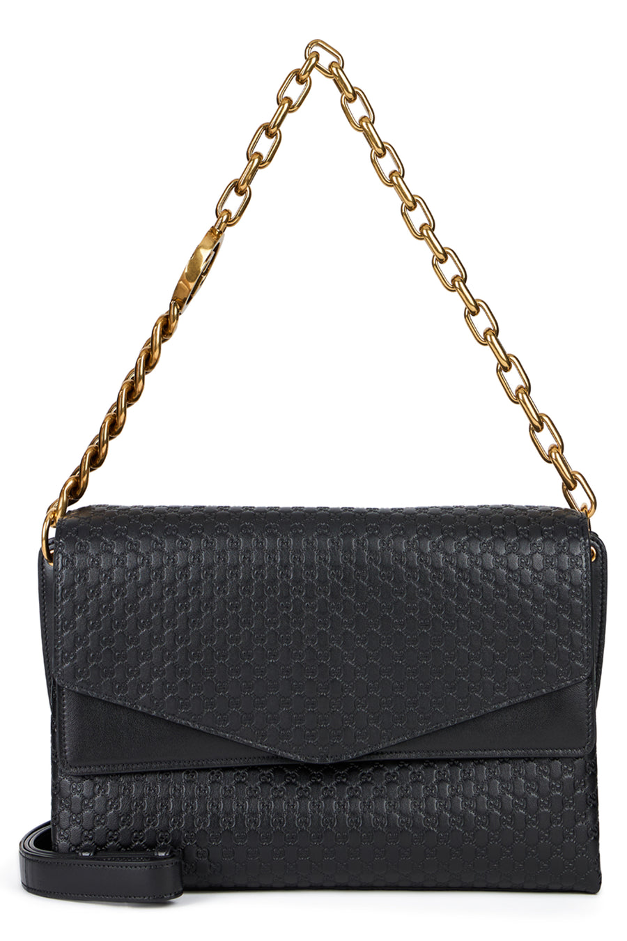 Leather Handbag Gg Monogram Black Calf Skin Handbags