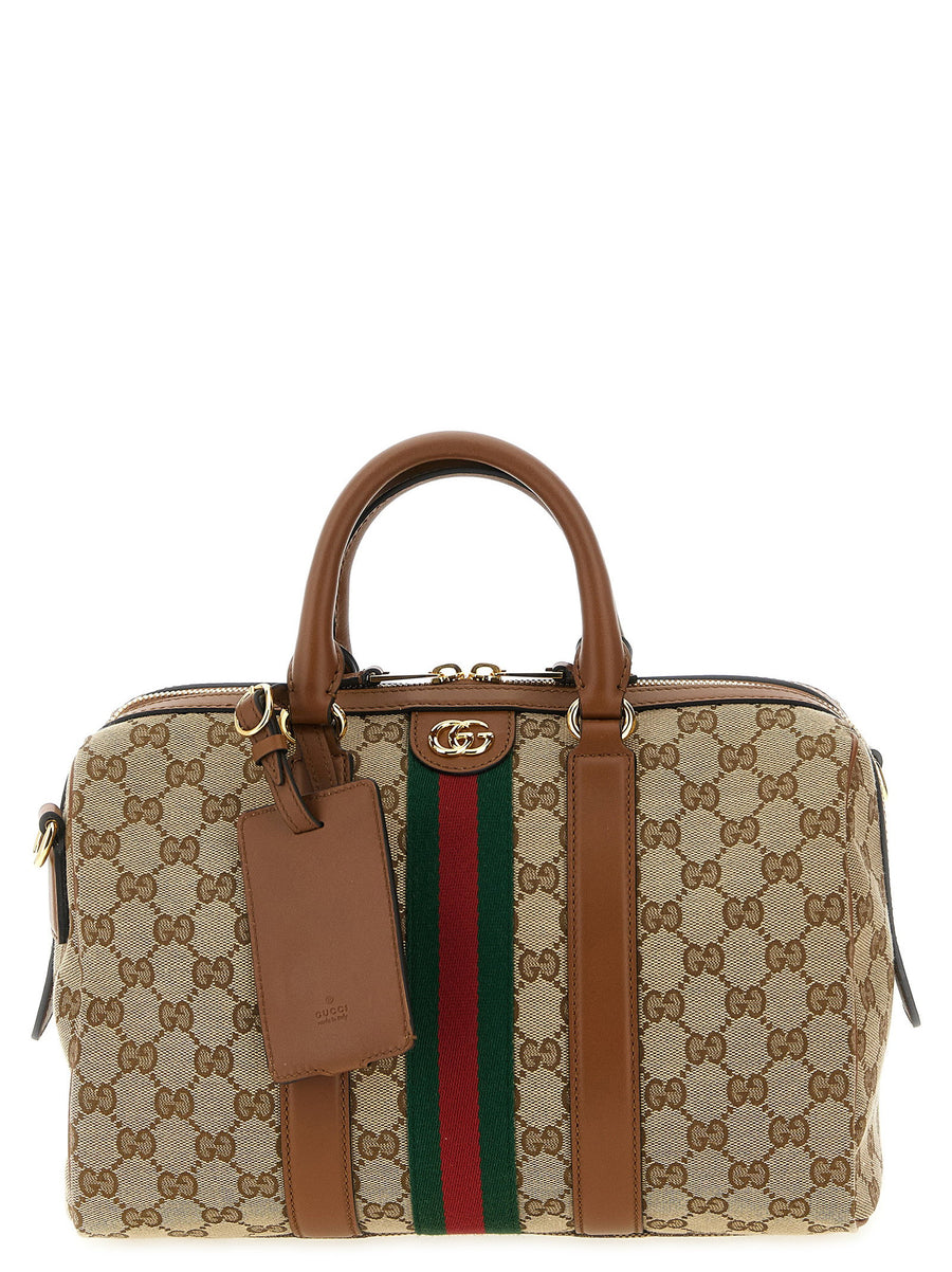 Gucci Ophidia Top Handle Bag — Beige