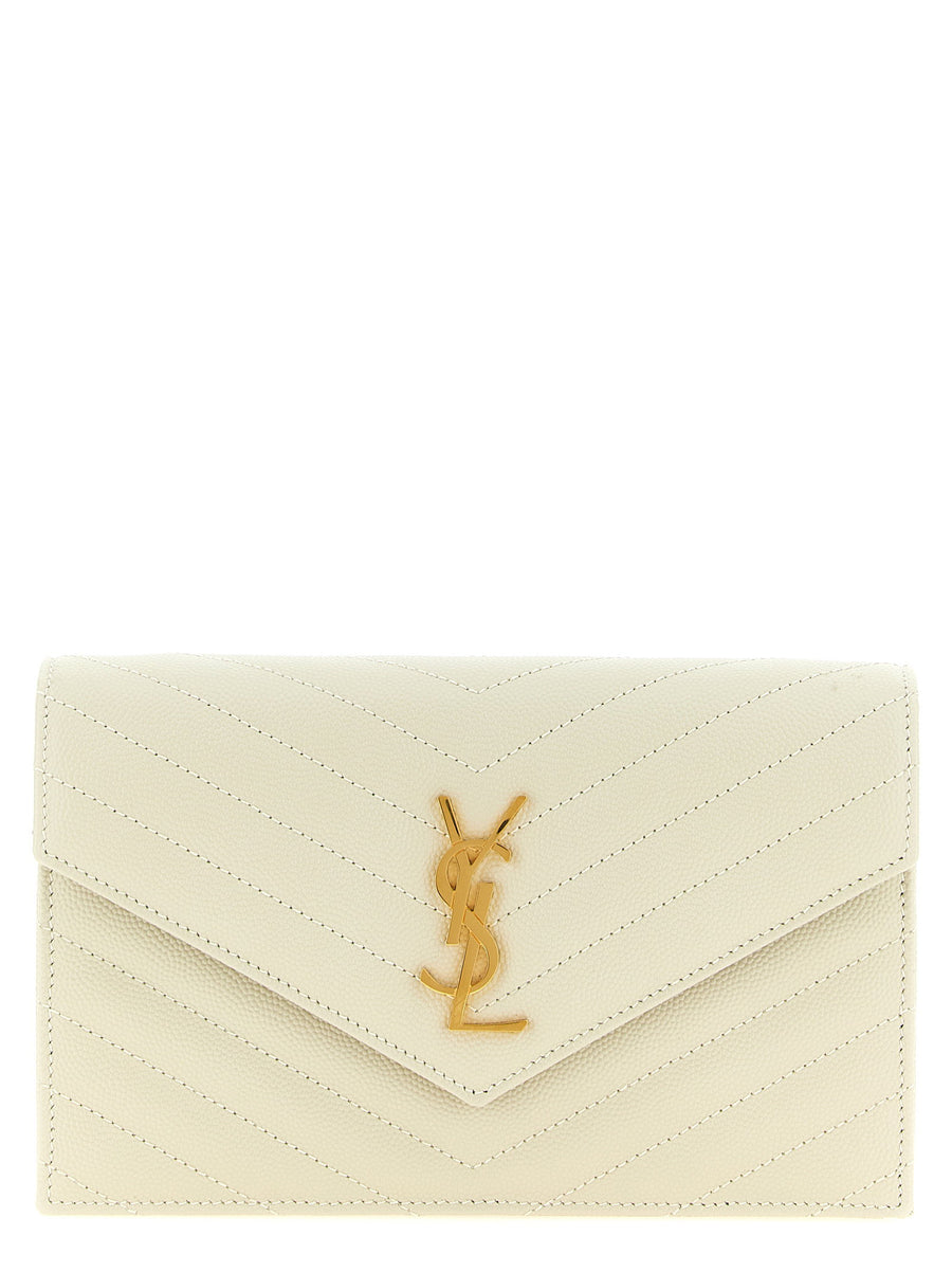Saint Laurent Envelope Clutch — Cream