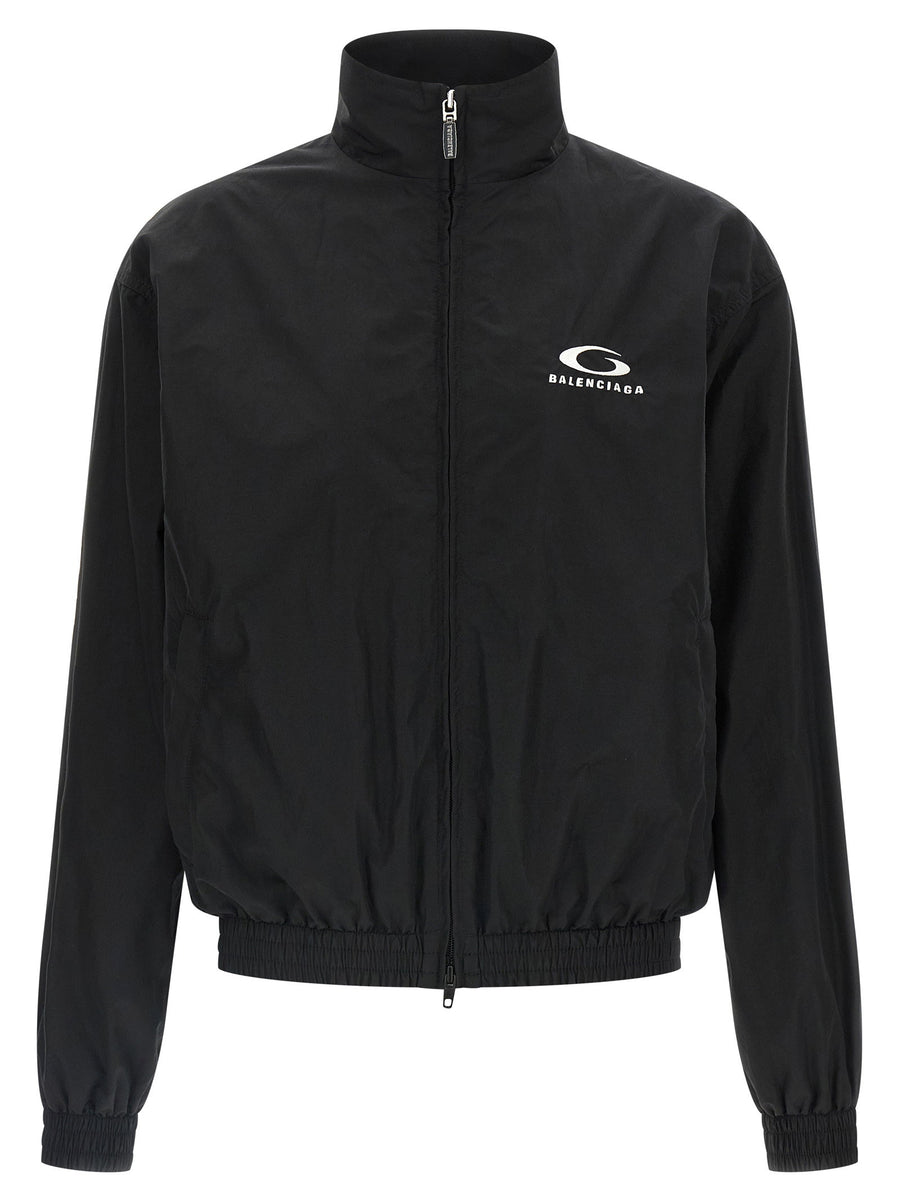 Balenciaga Logo-Embroidered Bomber Jacket — Black