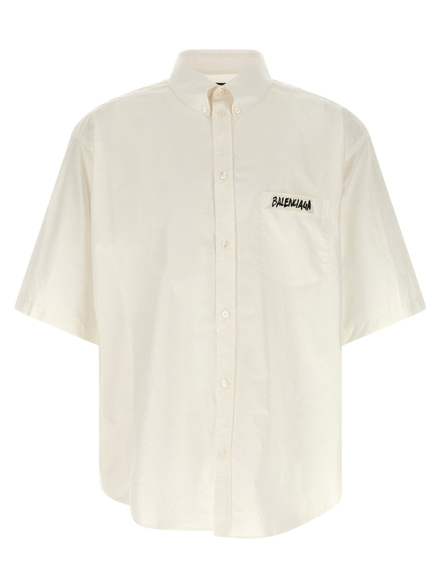 Balenciaga Masking Tape Print Shirt — Cream