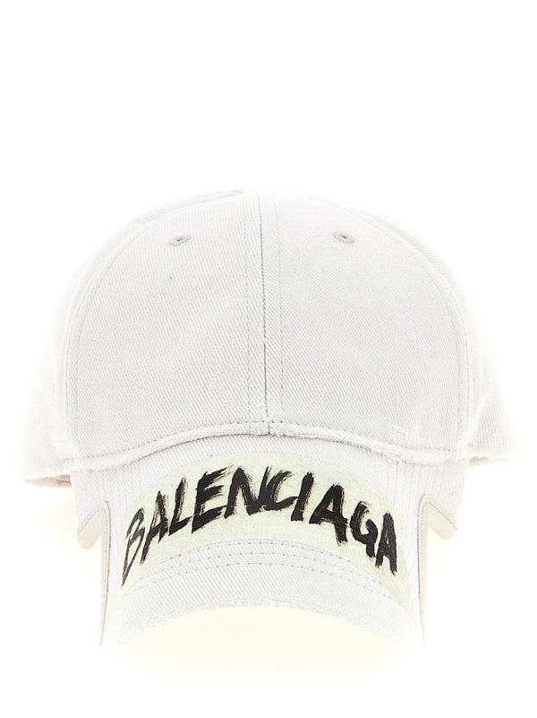 قبعة بيسبول Balenciaga ماسكينغ تيب شعار — أبيض