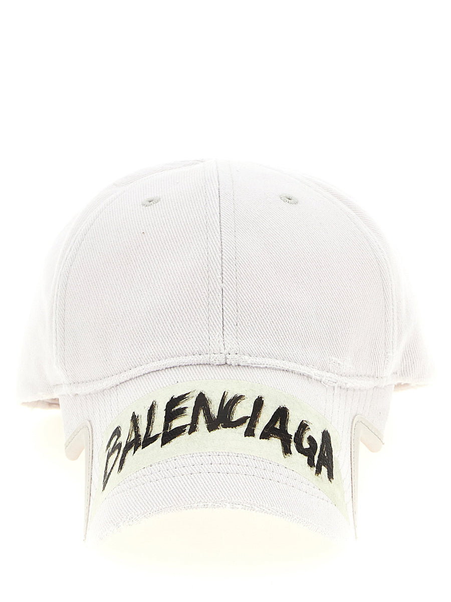 قبعة بيسبول Balenciaga ماسكينغ تيب شعار — أبيض