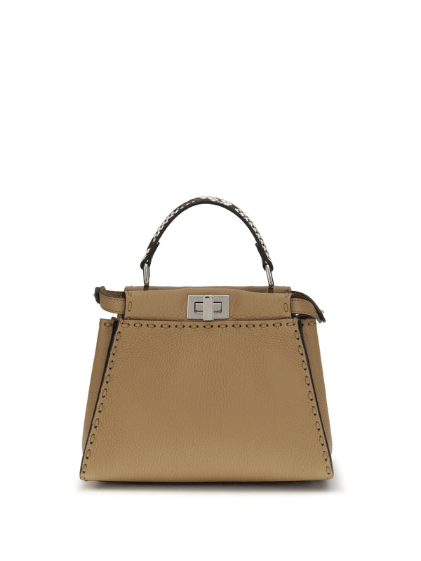 Fendi 100% Calf leather Bos Taurus top handle bag in beige