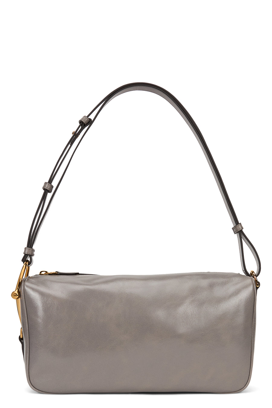 Shoulder Bag Smooth Grey Leather Calf Skin Handbags