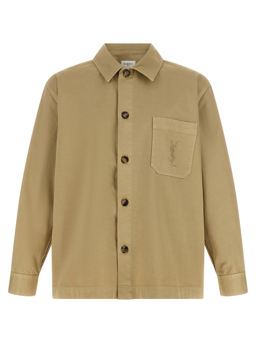Saint Laurent Cassandre Overshirt — Beige
