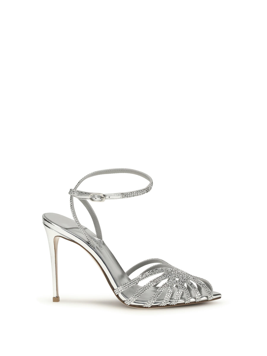 Le Silla 100% Calf Leather Bos Taurus sandal in silver