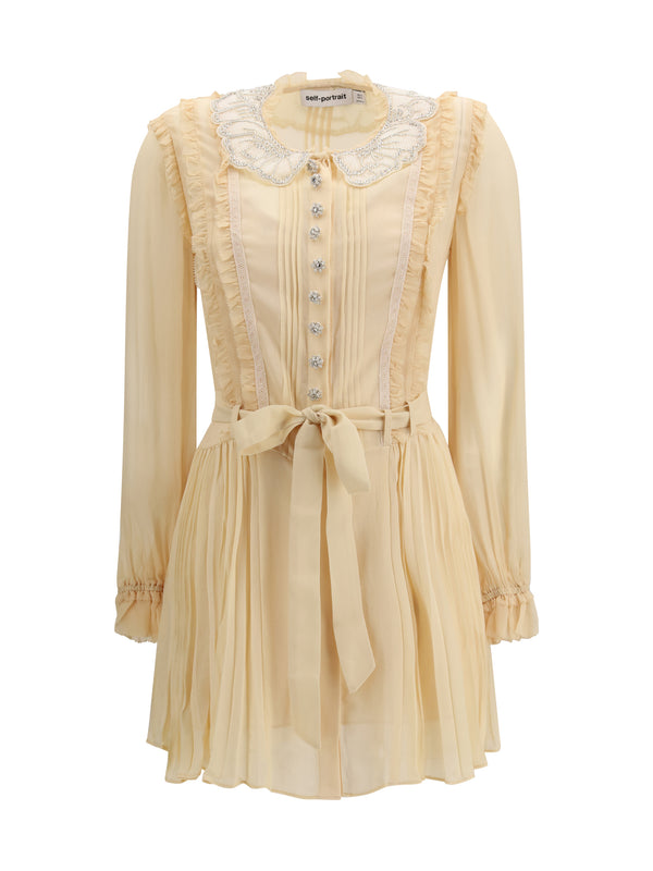 Self-Portrait 80% Viscose; 20% Polyester mini dress in beige