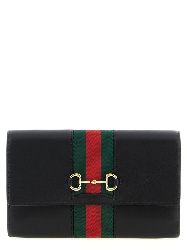 Gucci بتصميم مخططه عبر الويب من جلد محفظة — أسود