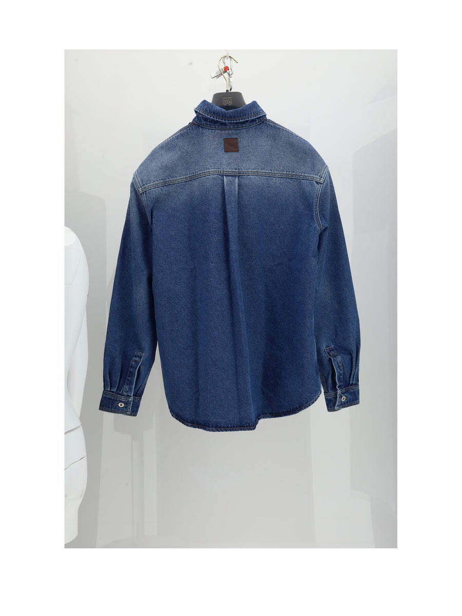 Denim Jacket Laser Print Blue Cotton