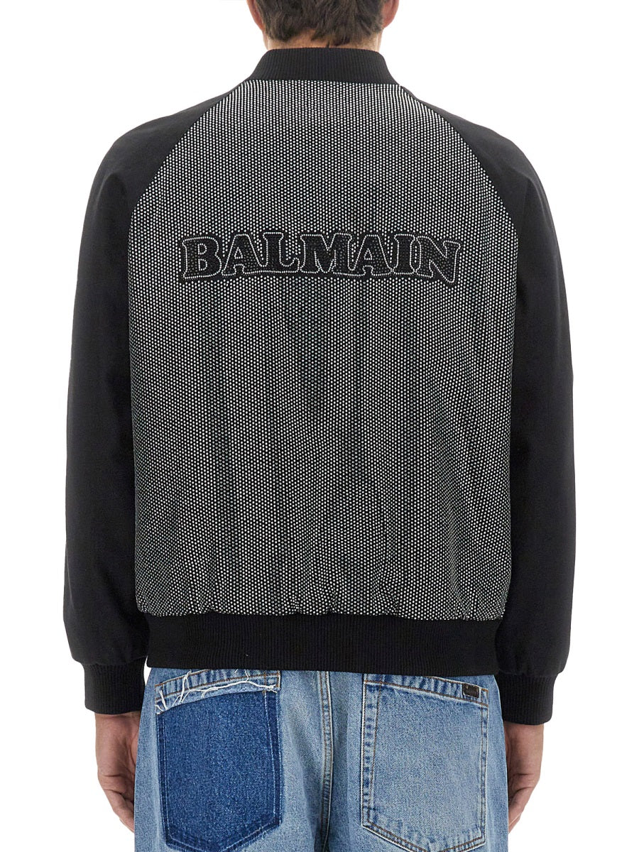Bomber Jacket With Logo Multicolour Cotton