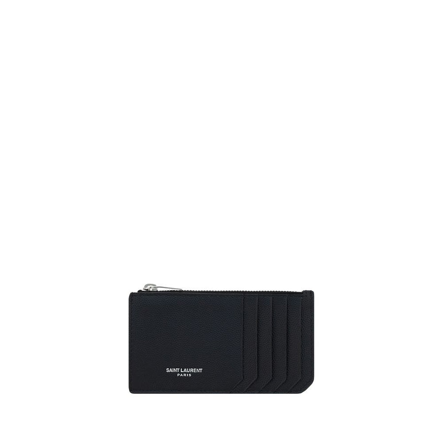 Saint Laurent 100% Calf Leather Bos Taurus card case in black