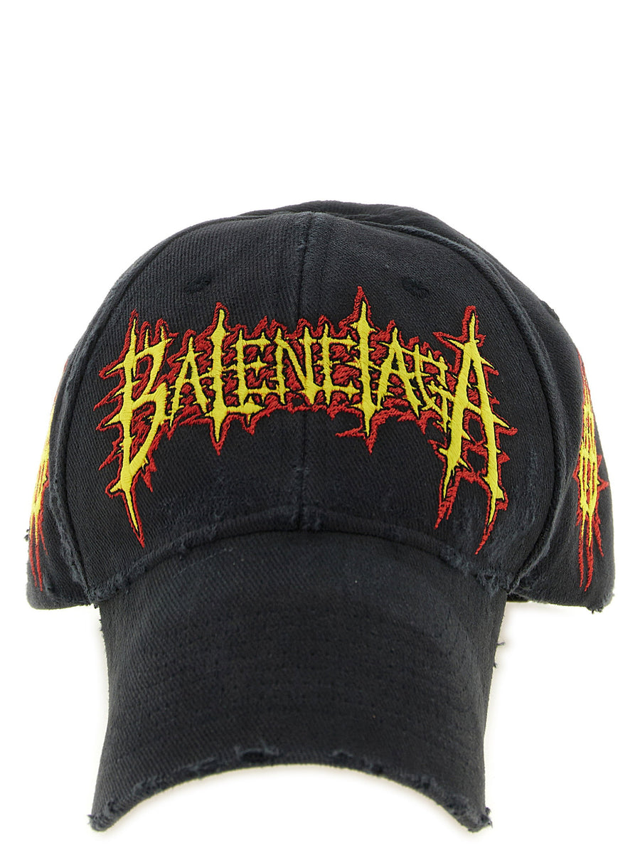 Balenciaga Embroidered Logo Baseball Cap — Black
