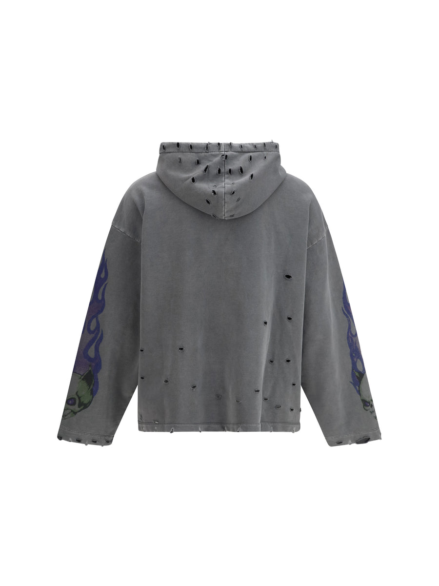 Hoodie Graphic Print Anthracite-Lilac Anthracite/lilac Cotton Sweatshirts