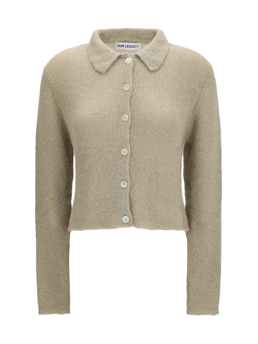 Polo Collar Sweater Soft Sage Tops