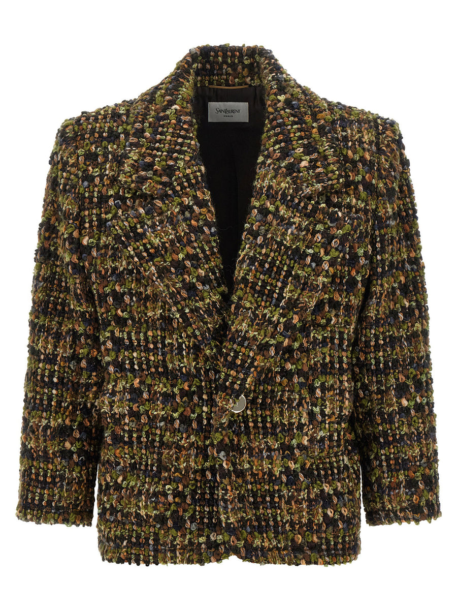 Saint Laurent Multicolor Bouclé Tweed Blazer — Multicolor