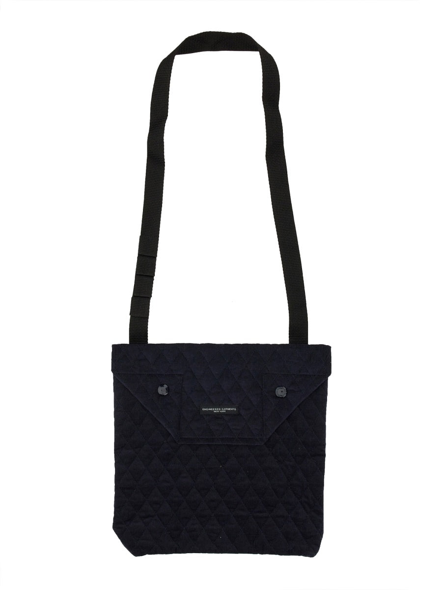 Quilted Shoulder Bag Blue Cotton Polyester