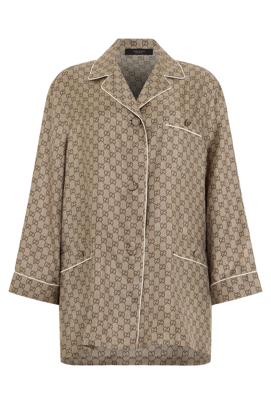 Monogram Shirt Beige-Ebony Beige/ebony Silk