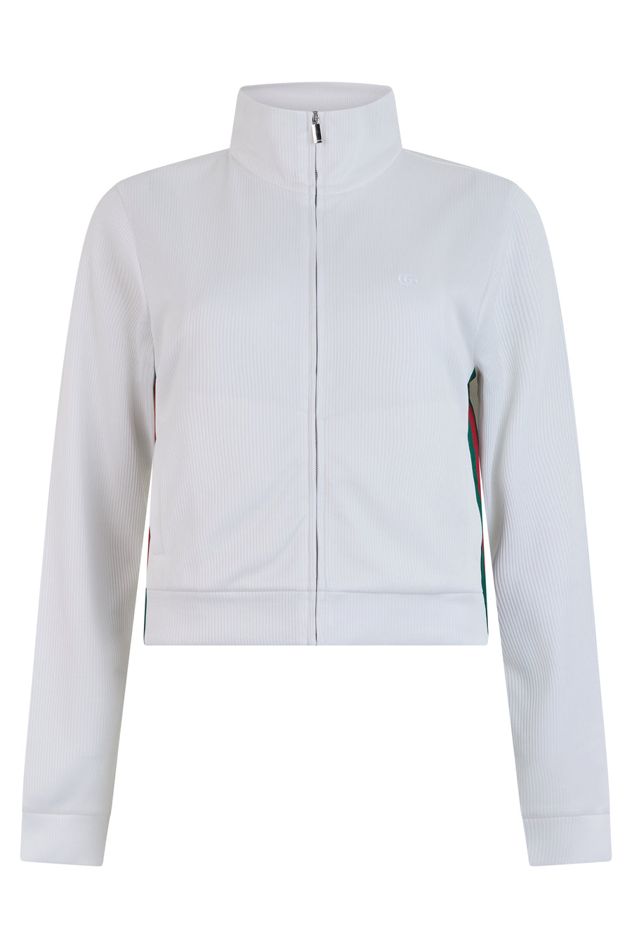 Zip Hoodie White Cotton Ribbed Jersey Sweatshirts