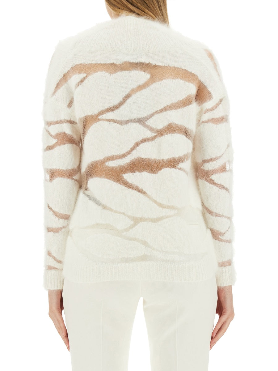 V-Neck Sweater Ivory Angora Jumpers