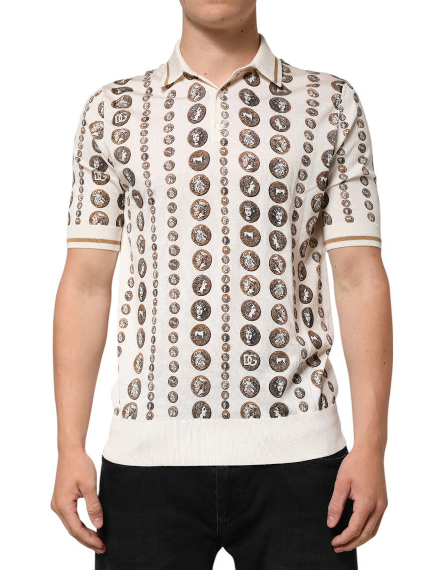 Dolce & Gabbana 100% Silk polo in white