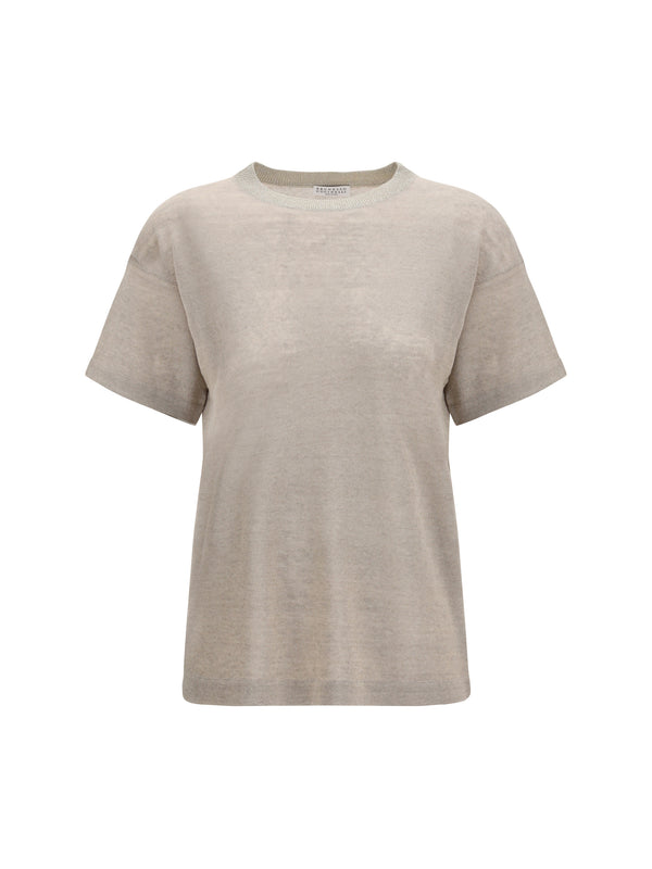 Brunello Cucinelli 85% Linen t-shirt in beige
