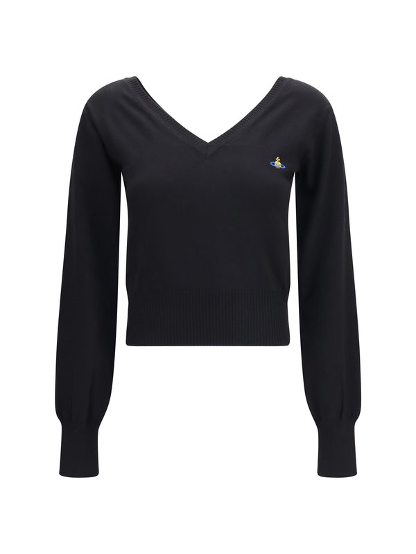 Beatrice V-Neck Sweater Black Cotton; Kashmir/capra Hircus