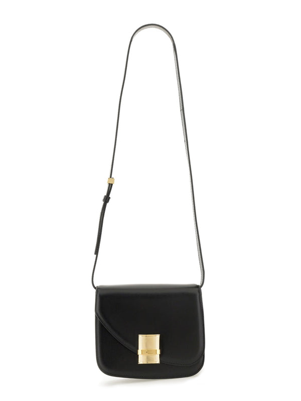 Shoulder Bag Flame Black Calf Leather