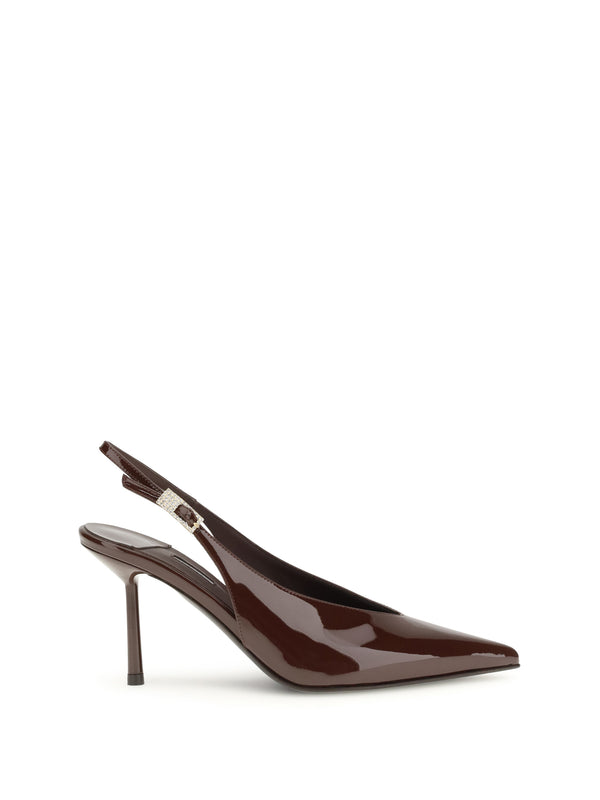 Le Silla Calf leather (Bos Taurus) slingback heel in brown