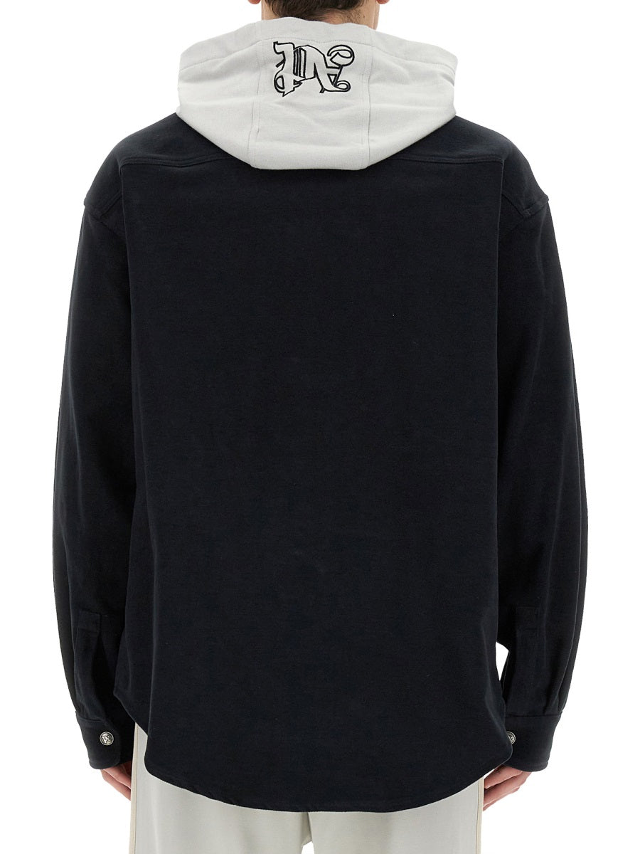 Shirt-Jacket With Monogram Black Viscose