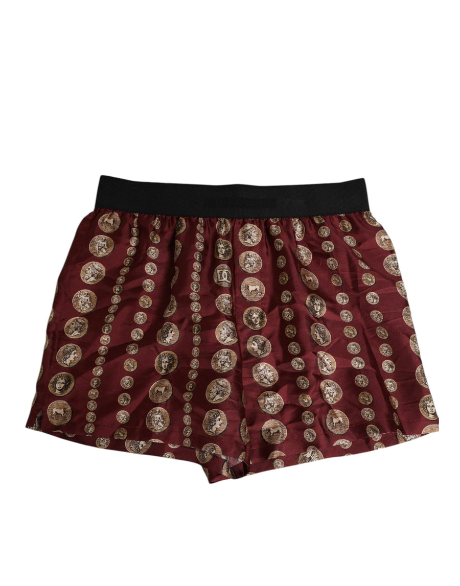 Dolce & Gabbana 100% Silk swim shorts in burgundy