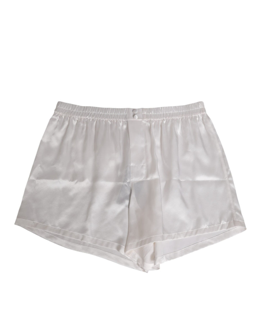 Dolce & Gabbana 100% Silk swim shorts in white