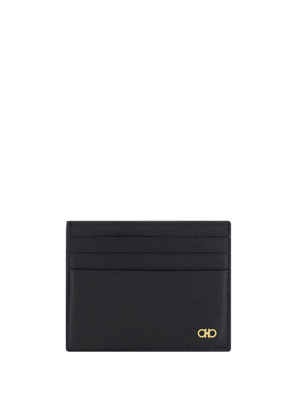 Ferragamo 100% calf leather card case in black