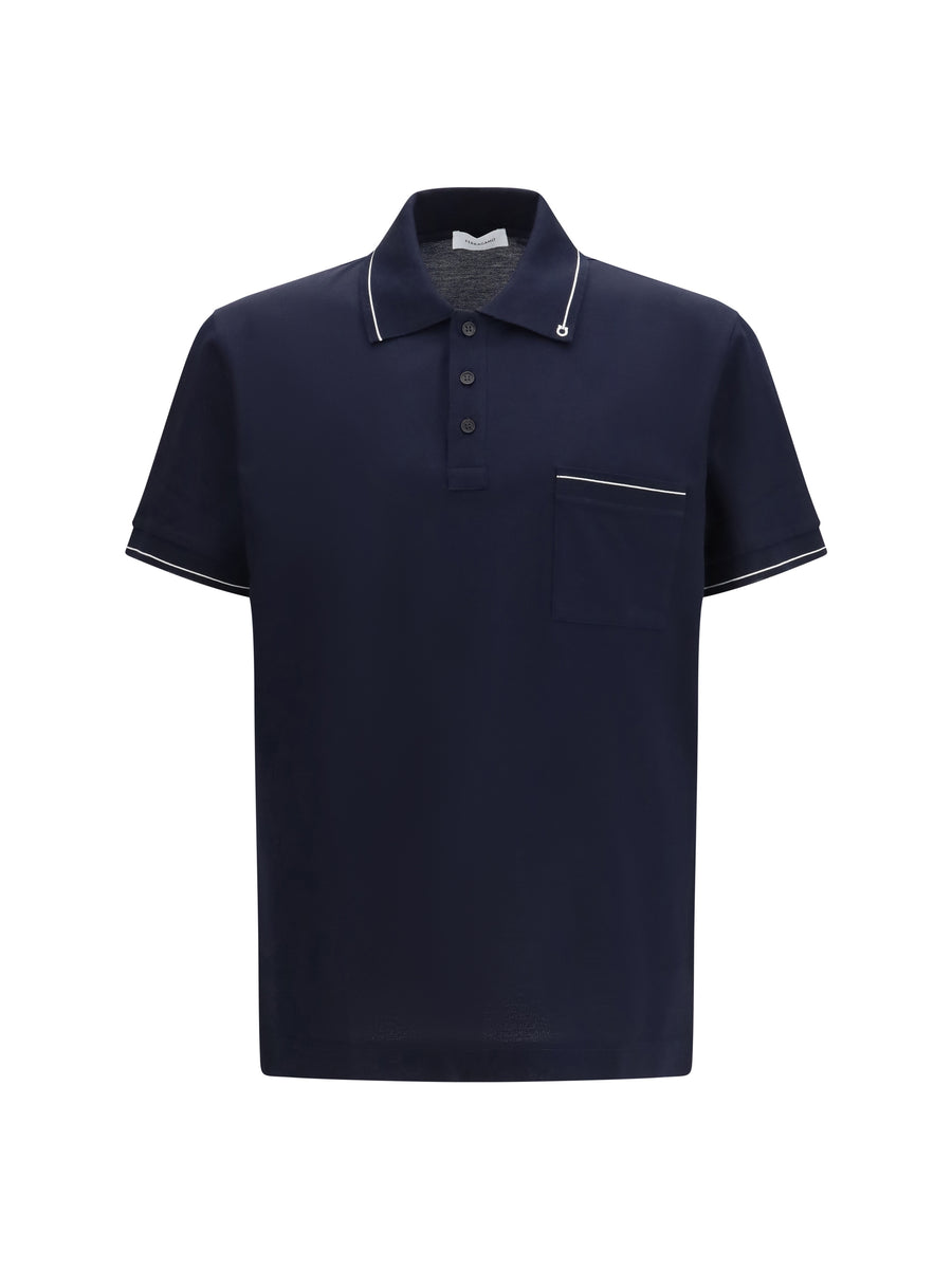 Gancini Polo Shirt New Navy/white Cotton