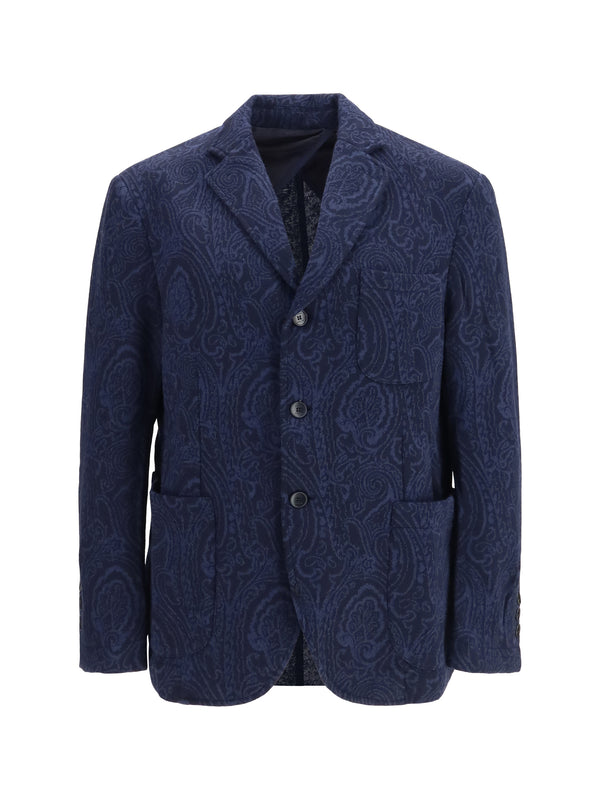 Etro 50% Merino Wool blazer in navy