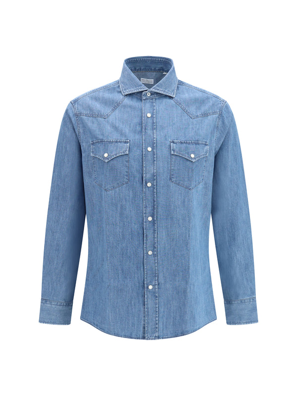 Brunello Cucinelli 100% Cotton denim shirt in blue