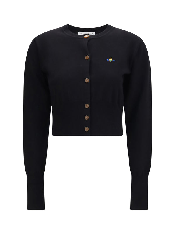 Bea Crop Cardigan Black Cotton; Kashmir/capra Hircus