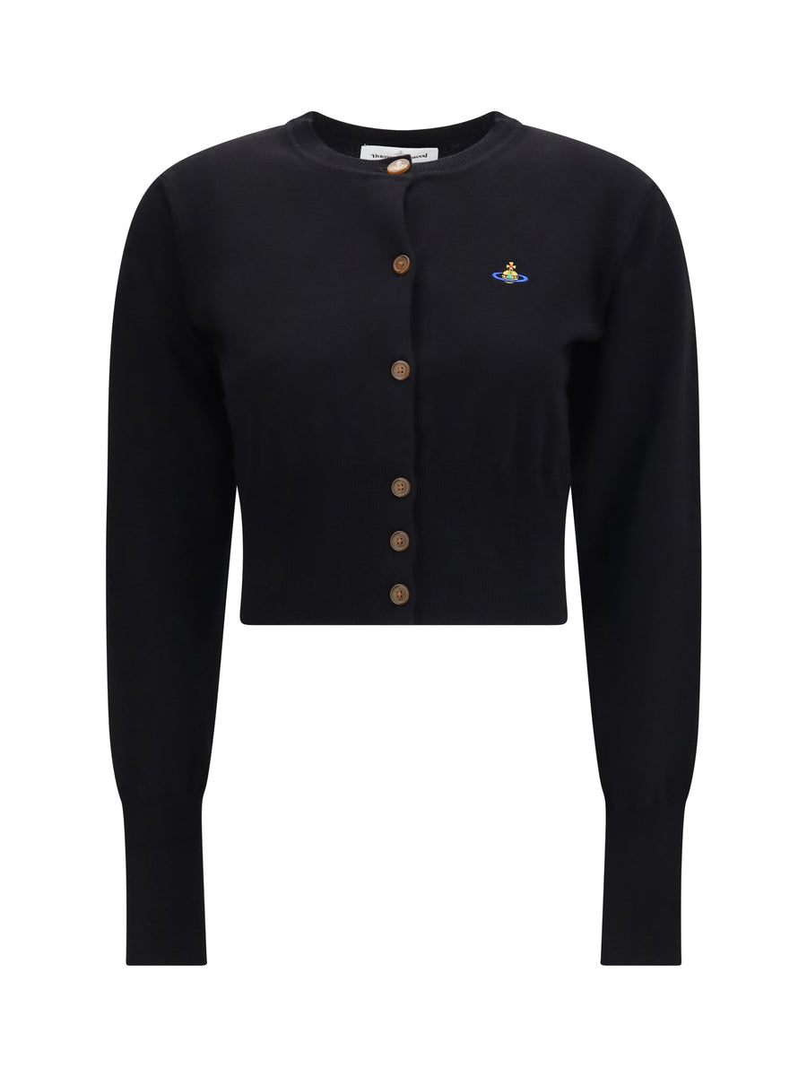 Bea Crop Cardigan Black Cotton; Kashmir/capra Hircus