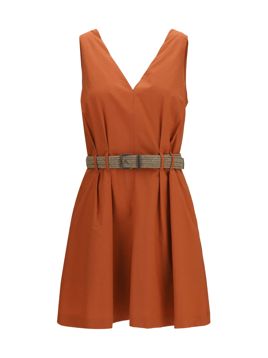 Brunello Cucinelli 86% cotton dress in orange