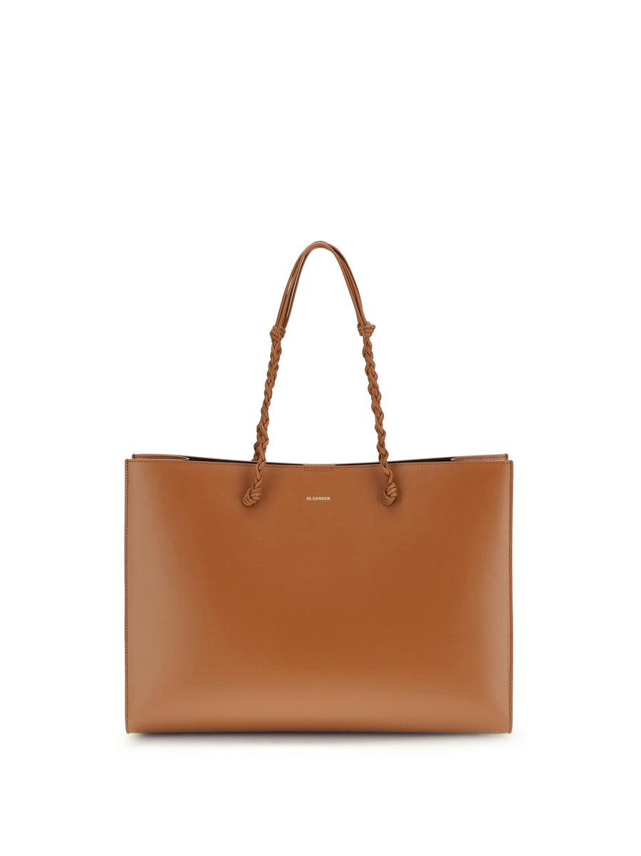 Jil Sander 100% Calf Leather Bos Taurus tote bag in tan