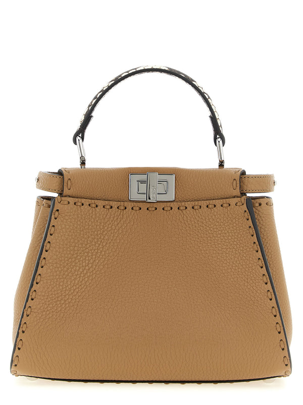 حقيبة مصغرة مقبض توب Fendi Peekaboo — باللون البني الفاتح
