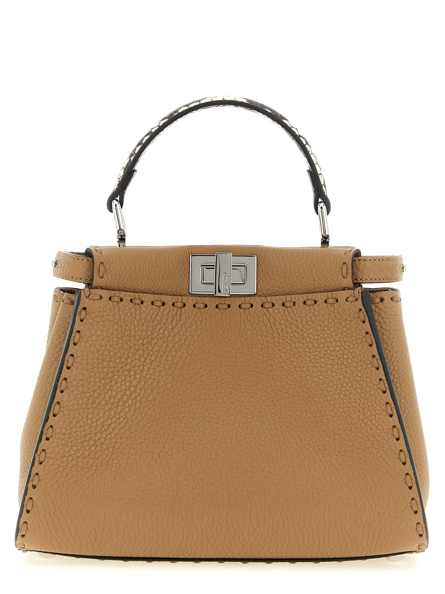 Fendi Peekaboo Mini Top Handle Bag — Tan