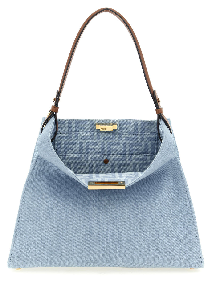 Fendi Denim Trapezoidal Shoulder Bag — Blue